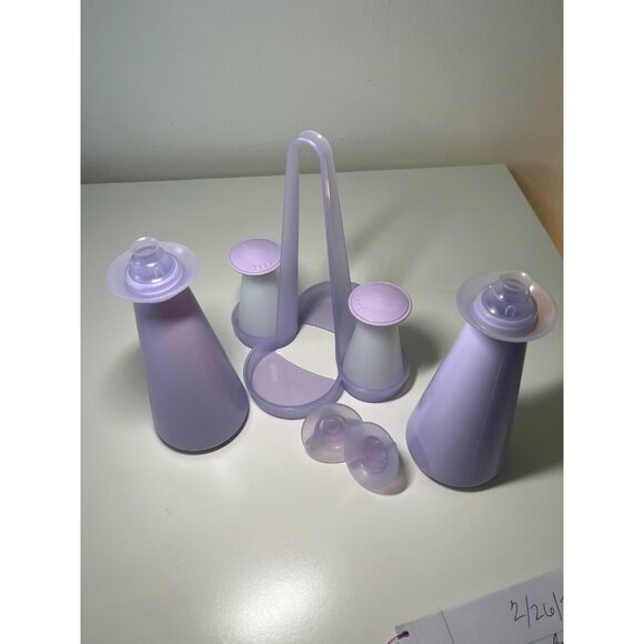 Vintage Tupperware Lilac Condiment Set With Carrier - Picture 4 of 6
